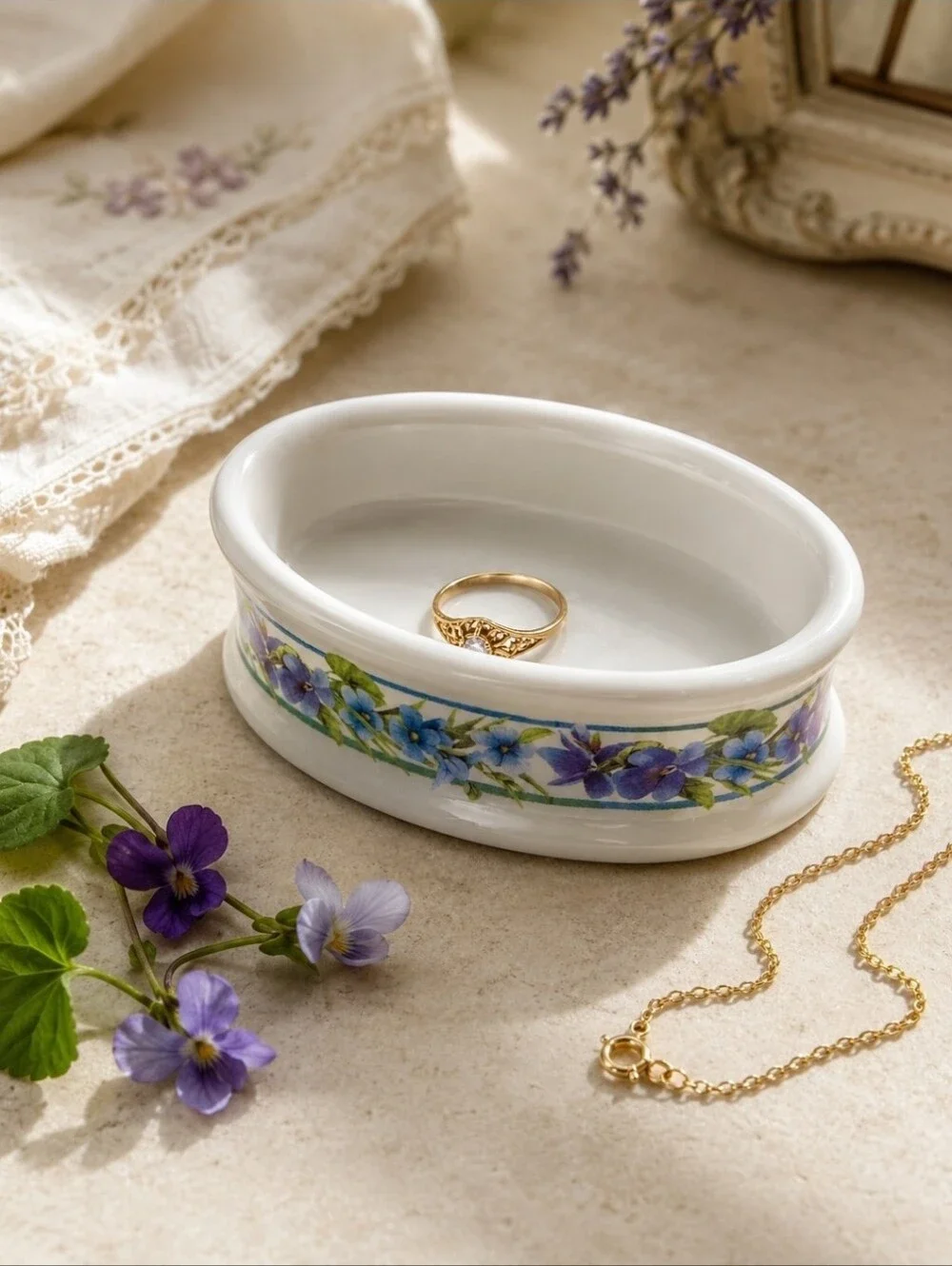 Rare Hallmark Nature’s Sketchbook Marjolein Bastin Violet Ceramic Dish
